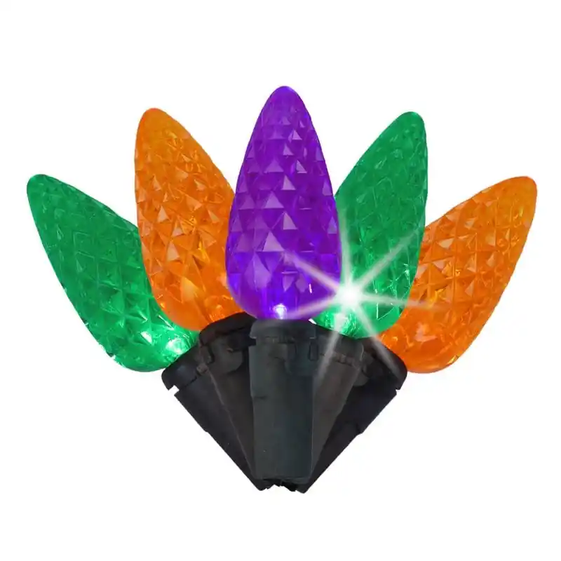 Multicolored 100 Count Led C6 Faceted Halloween String Lights