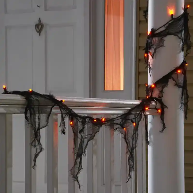 Celebrations Orange 25 Ct 9 Ft. LED Gauze Garland
