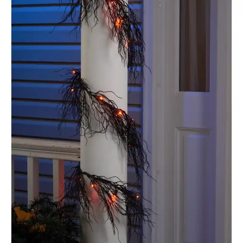Celebrations Orange 20 Ct 6 Ft. LED Black Tangled Root Garland Lights
