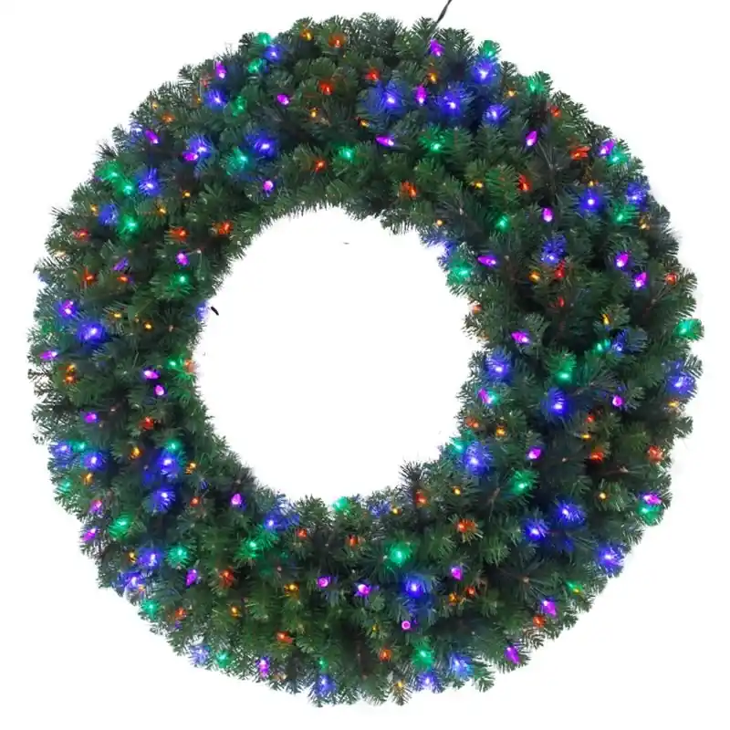 Platinum 26 In. D Led Prelit Multicolored Mixed Pine Wreath