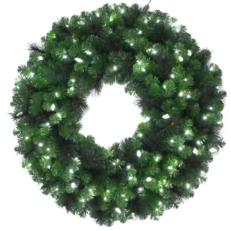 48 In. D Led Prelit Pure White Pine Wreath - Model Mpwr48wac6pwa