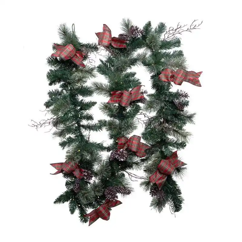 Celebrations 12 Inch Diameter X 9 Feet Led Prelit Twig Pine Bow Garland