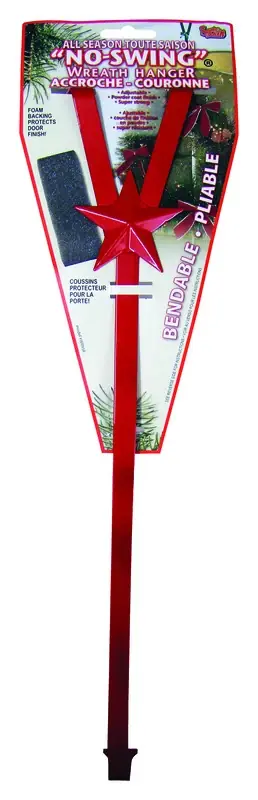 17 In. Red Steel Wreath Hanger - No Swing Design For Holiday Decor