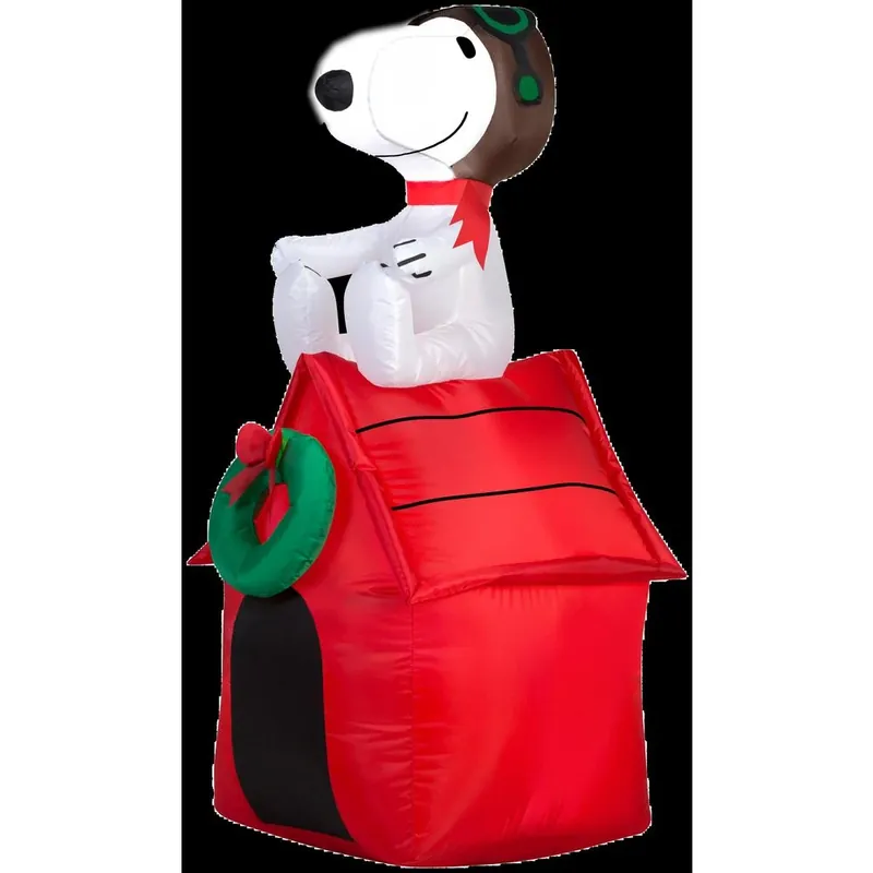 Inflatable Peanuts Flying Ace Snoopy Christmas Decoration, Lighted, 42 In.