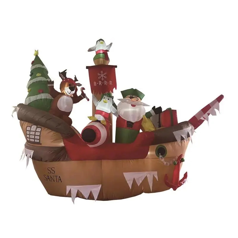 Celebrations 9 Ft Long Pirate Santa Boat Inflatable Christmas Decor