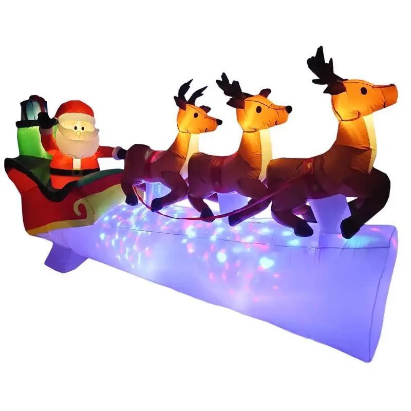 Sienna Led Multi-color Santa And Deer 53.15 Inch Christmas Inflatable