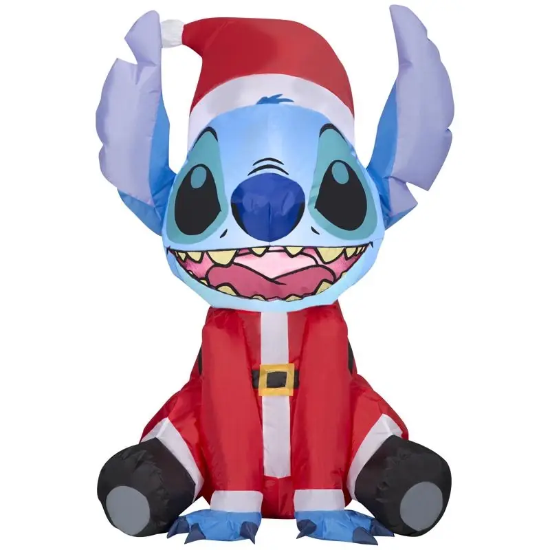 Gemmy 36 Inch Christmas Inflatable Stitch In Santa Suit