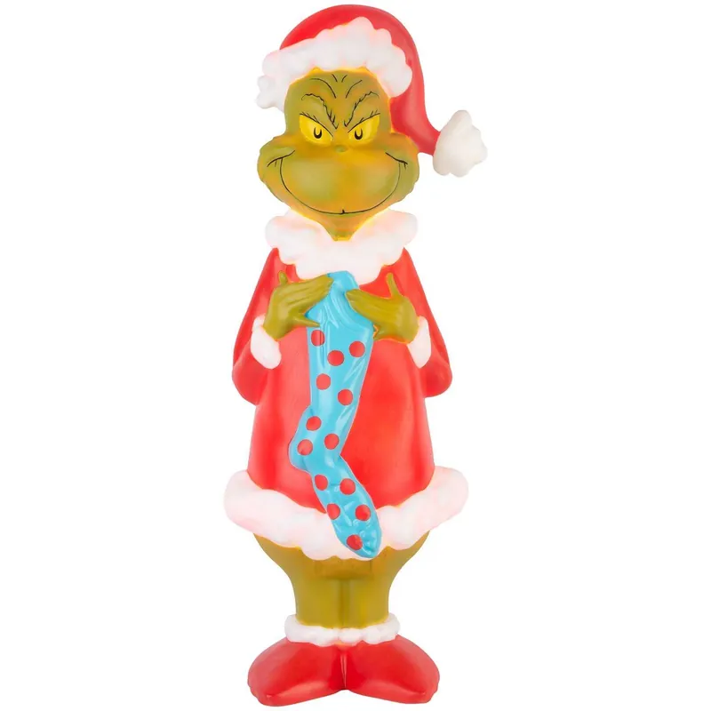 24 In. Incandescent White Grinch With Stocking Blow Mold Decoration