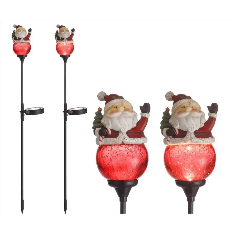 Celebrations Led Solar Powered Clear Santa 30 Inch Pathway Decor