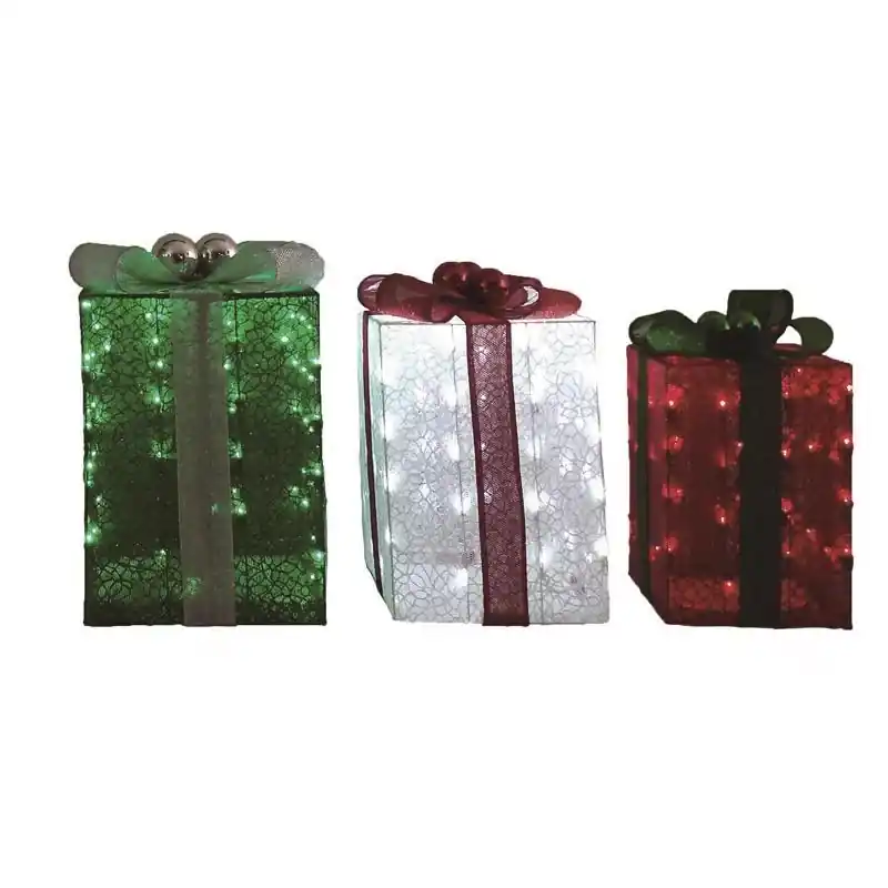 Celebrations 19.5 Inch Gift Boxes Yard Decor, 3 Piece Set