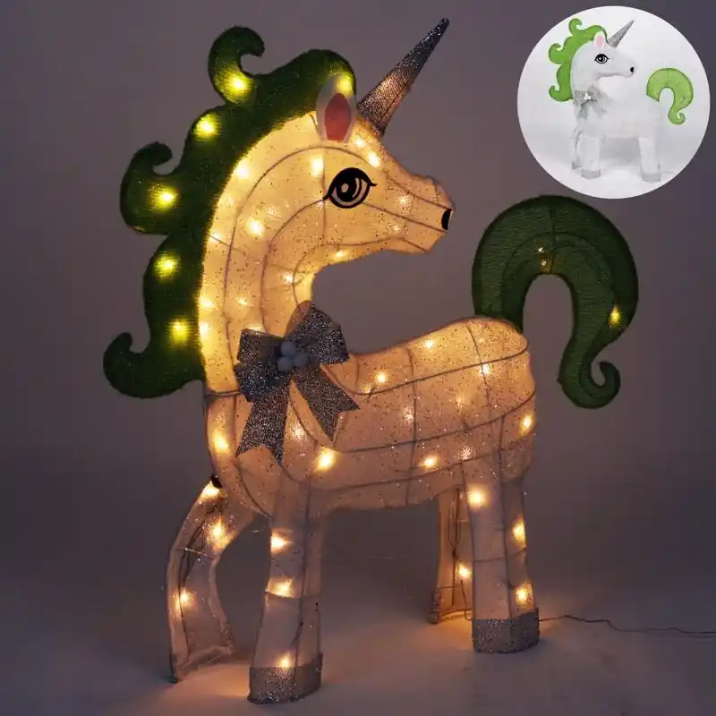 Alpine 35 Inch White Fabric 3d Unicorn Yard Decor
