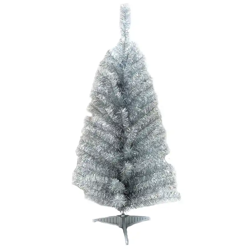 Silver Tinsel Christmas Tree 24 In. Tabletop Indoor Decor