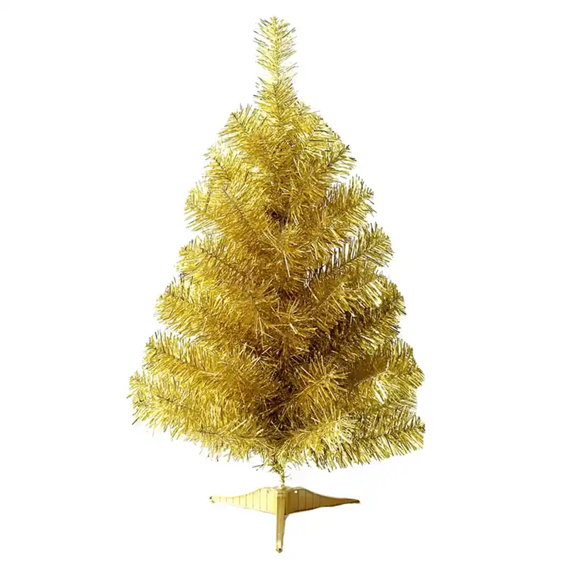Gold Tinsel Christmas Tree 24 In. Tabletop Indoor Decor