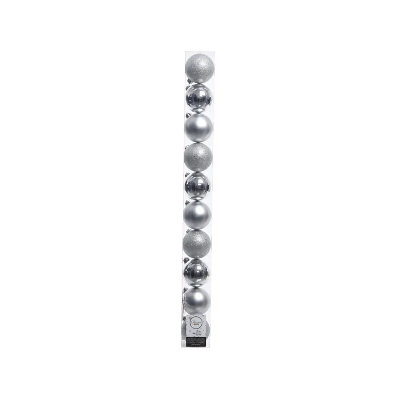 Silver Shatterproof Baubles Ornaments 2 In. - Indoor Christmas Decor
