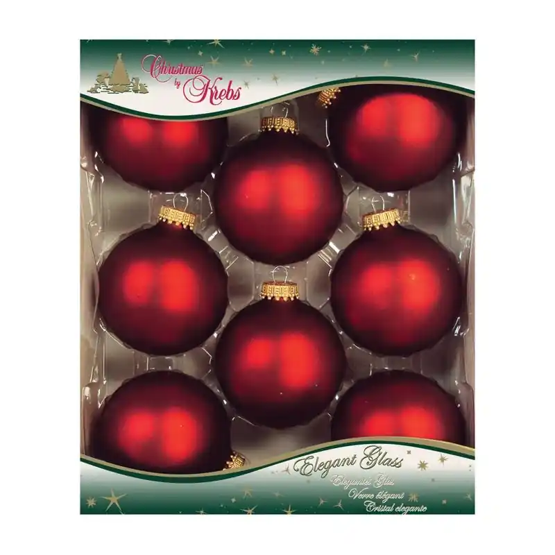 Red Velvet Ball Ornament 2-5/8" Glass - Set Of 8
