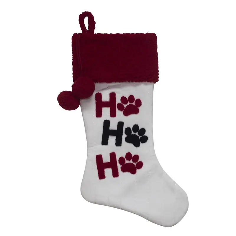 Christmas Pet Stocking, White Velvet, 20 In.