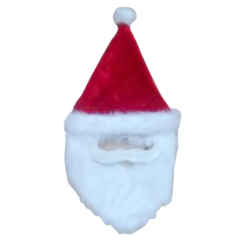Santa Mask, Plush Red With Beard, One Size