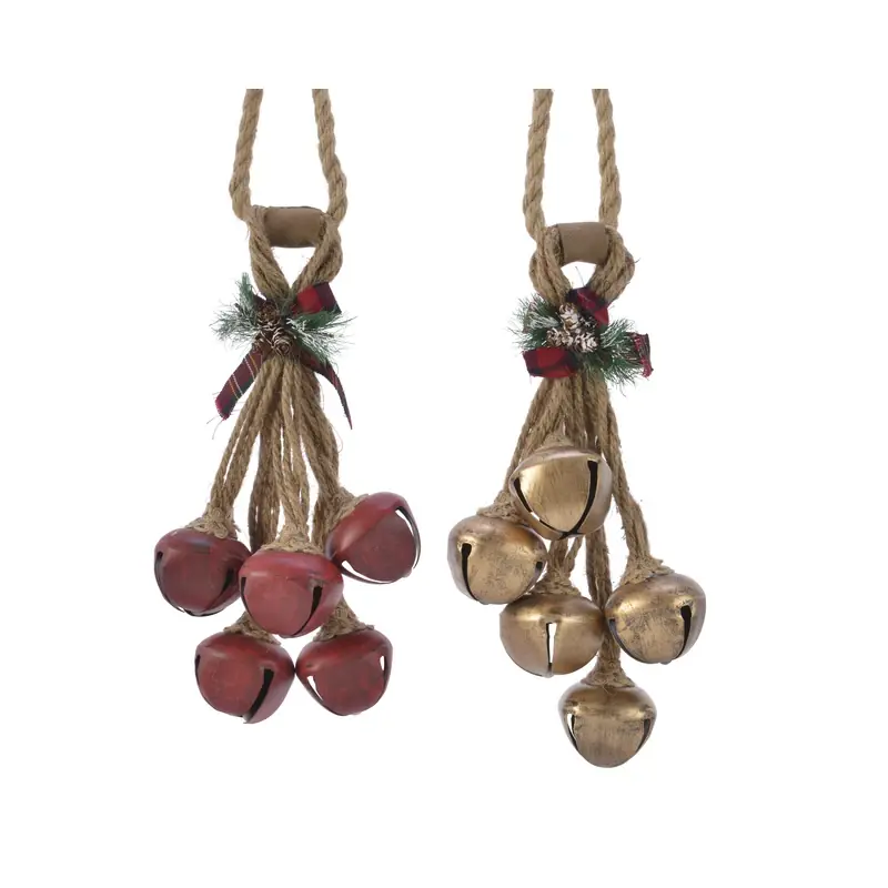 Gold And Red Indoor Christmas Decor 21 Inch Iron Bell Ornament