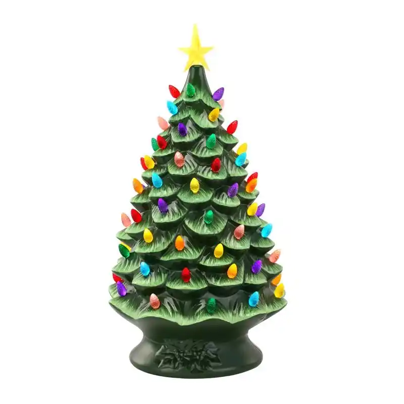24 In. Led Green Nostalgic Ceramic Christmas Tree - Model 18657ac
