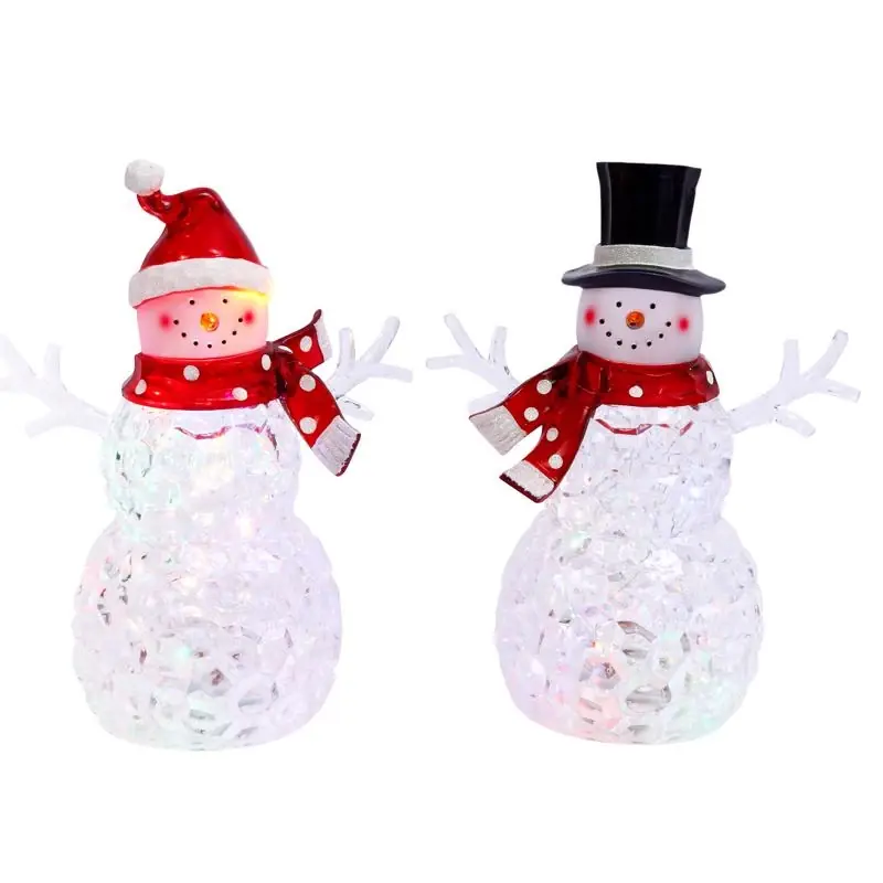 Led Acrylic Lighted Snowman Figurine 12 In. For Holiday Decor