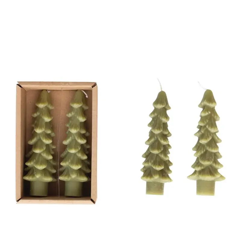 Creative Co-op Green Christmas Tree Candle 5 Inch - Paraffin, Indoor Decor