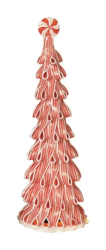 18 Inch Lighted Peppermint Ribbon Decorative Christmas Tree Model 2151010