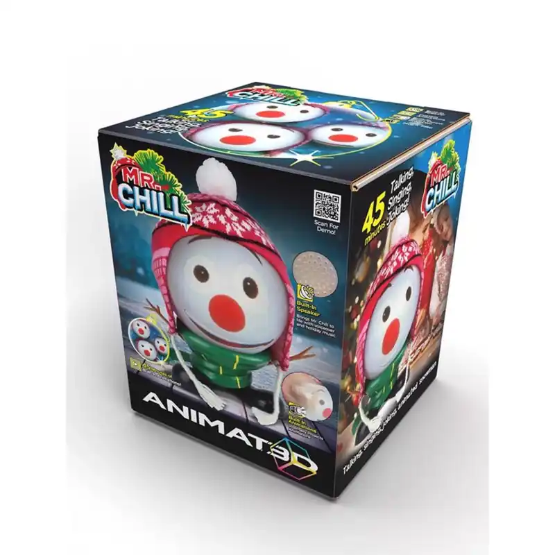 Animat3d Mr. Chill Snowman Animated Indoor Christmas Decor 10 In.