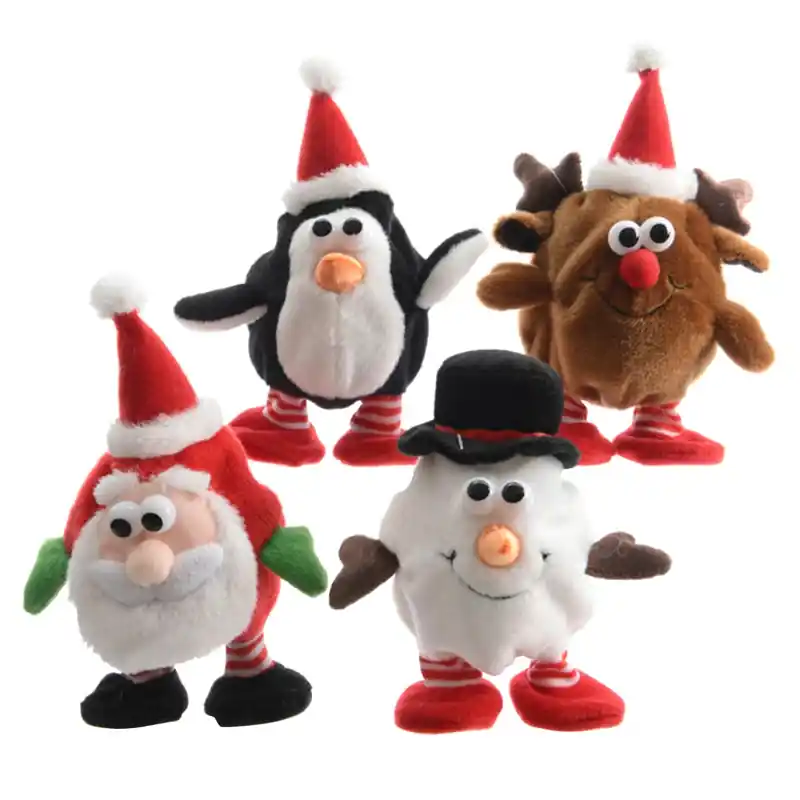 Multicolored Christmas Figurine 5 In. Plush Battery Operated Decoration