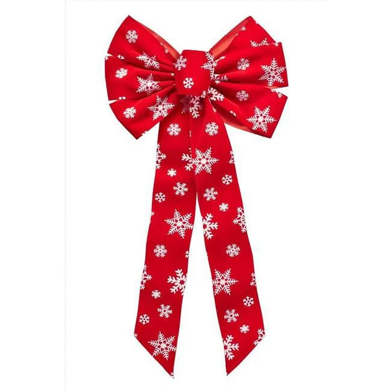 BOW STRP VLVT RD/WHT 12"