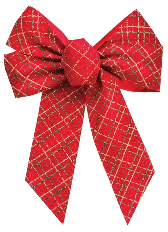 6060 Plaid Glitter Holiday Bows, 5 Inch Decorative Accents