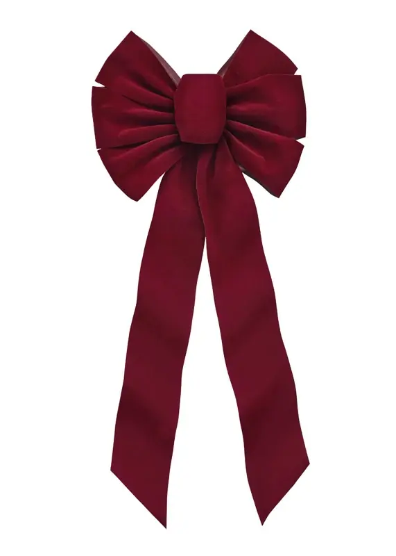 Holiday Trims Burgundy 7 Loop Christmas Bow 10 In.