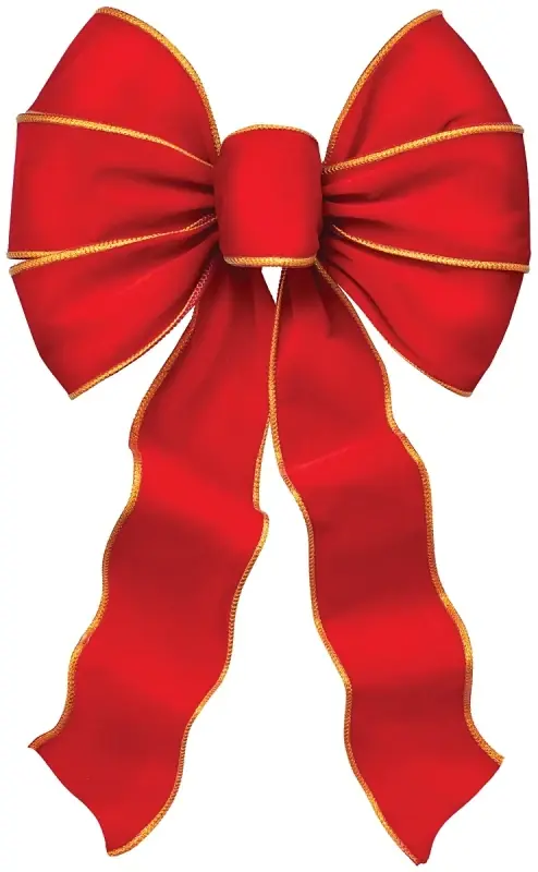 Holiday Trims Red/Gold 7 Loop Christmas Bow 10 Inch In.