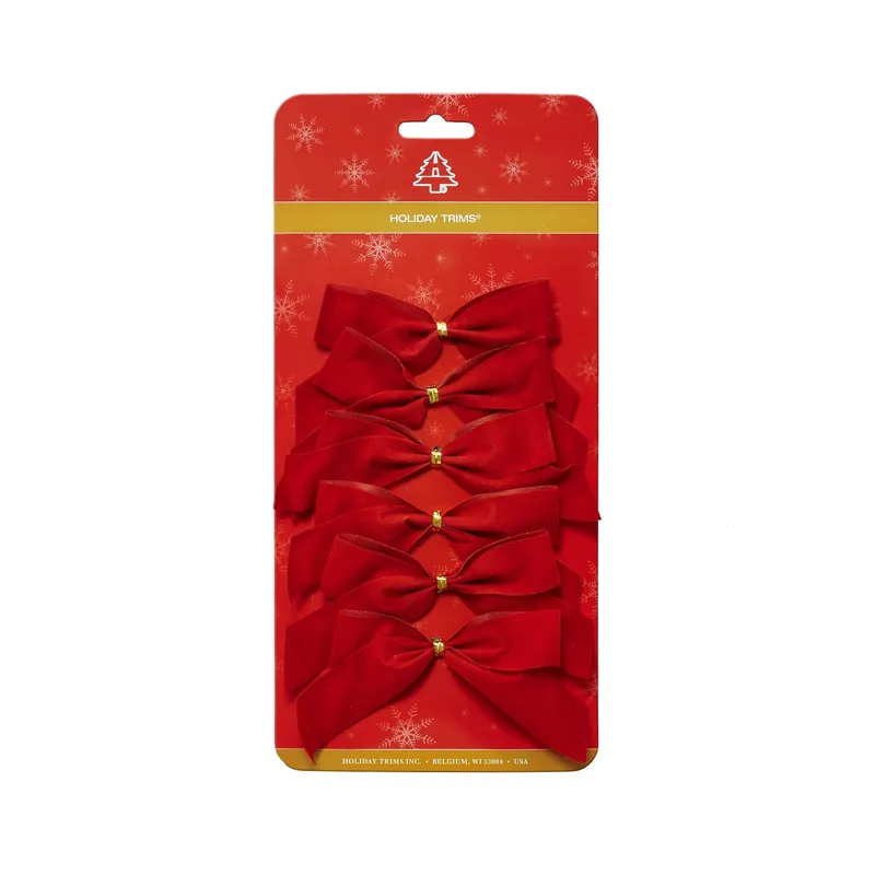 Holiday Trims Red 2 Loop Christmas Bow 3.5 In.