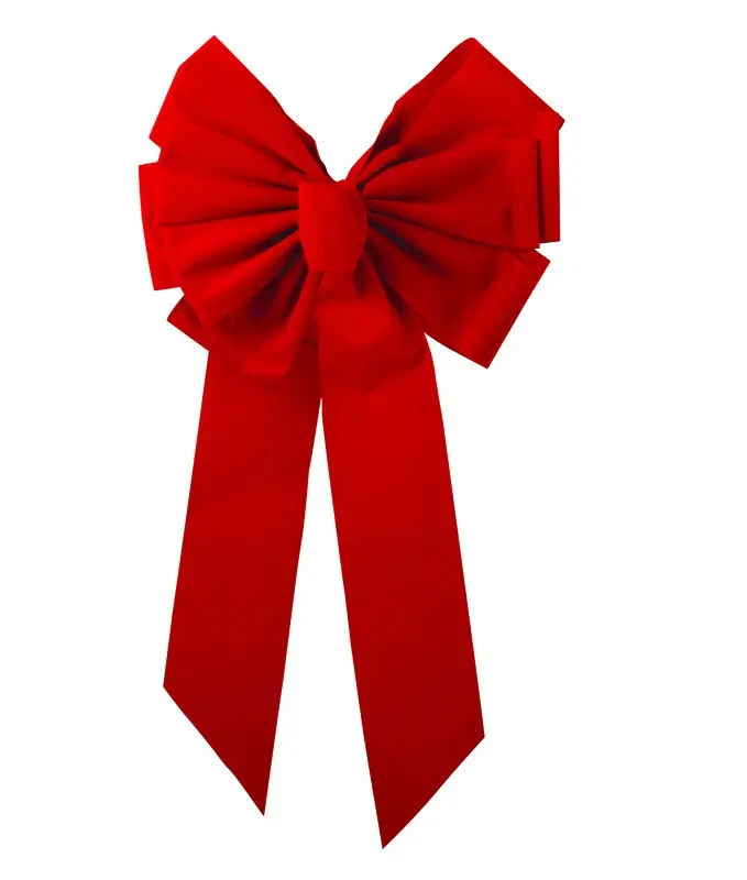 Holiday Trims Red 11 Loop Christmas Bow 14 In.