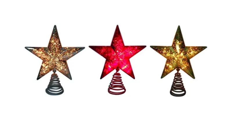 Celebrations Incandescent Assorted Mercury Star Tree Topper 10 In.