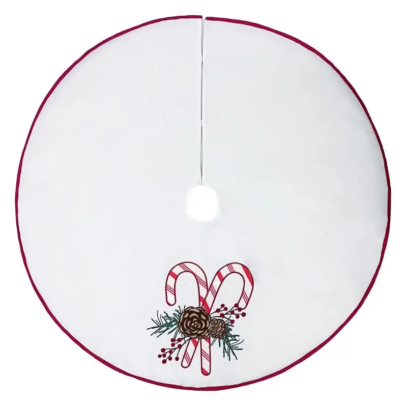 Celebrations Home White Candy Cane Design Polyester Tree Skirt 48 Inch