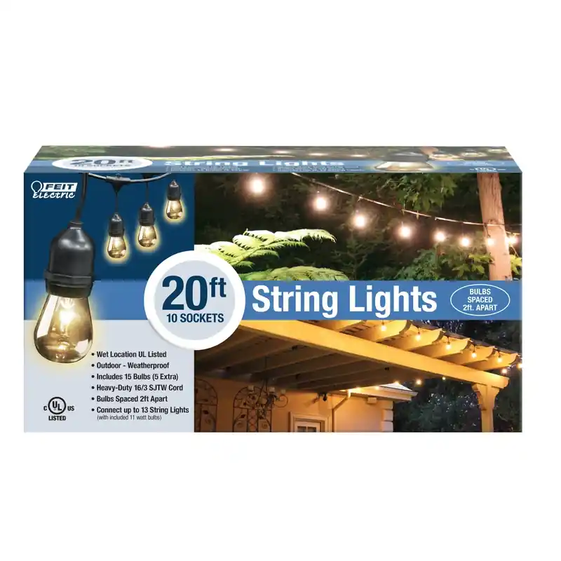 20 Ft. Incandescent String Light Set With 10 Clear Bulbs, Model 72034