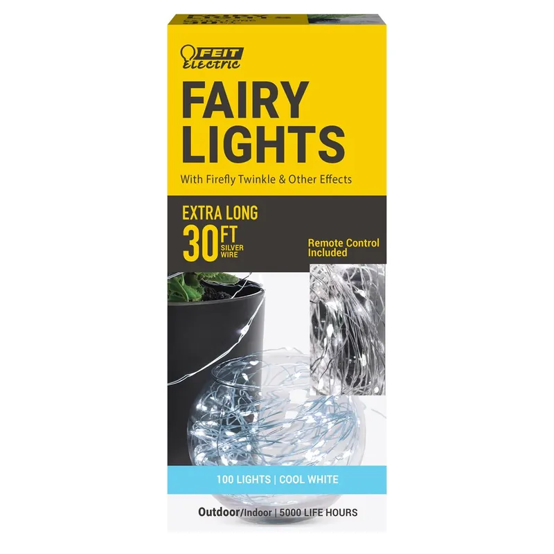 Led Fairy String Lights Cool White 30 Ft. 100 Lights Battery-powered