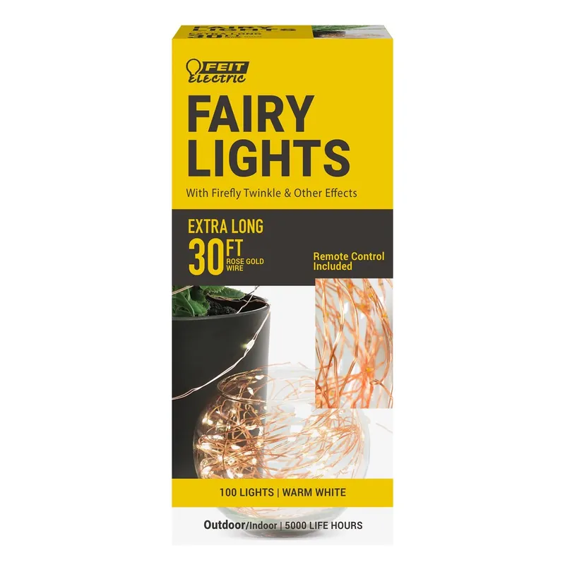Electric 30 Ft. Led Fairy String Lights With 100 Warm White Lights And Rose Gold Wire
