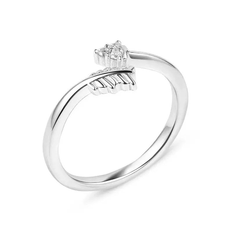 Decisive Arrow Crystal Wrap Ring In Rhodium Over Sterling Silver With Cubic Zirconia