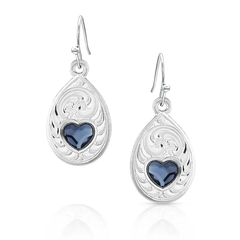 Big Sky Artistry Earrings With Blue Heart-shaped Cubic Zirconia