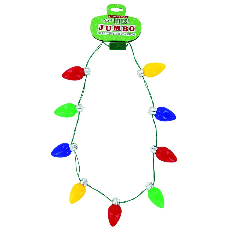 DM Merchandising Lotsa Lites CHRISTMAS Jumbo Light Up Necklace Plastic 1 Pk