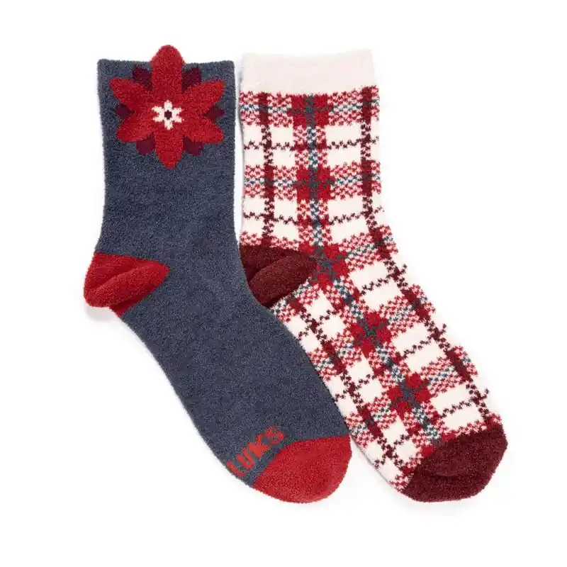 Muk Luks Women‘s Cozy Holiday One Size Fits Most Novelty Socks Assorted
