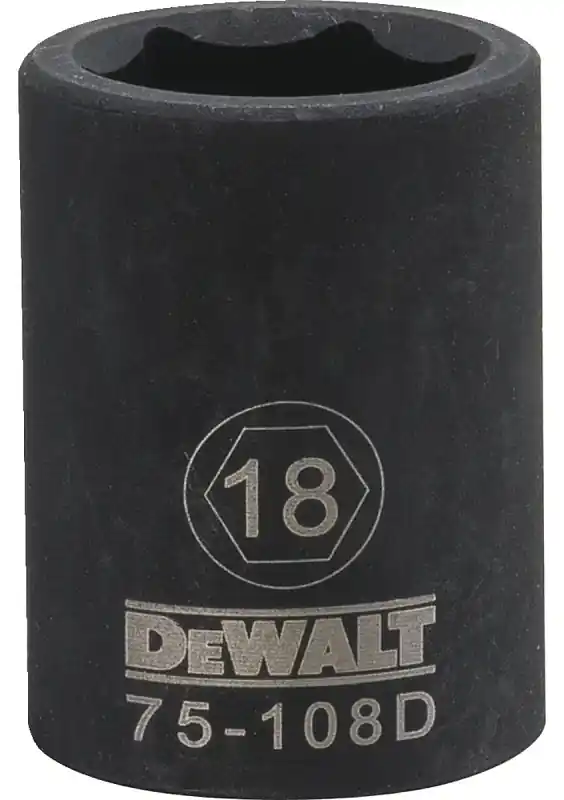 Metric Impact Socket, 6-Point, Black Oxide, 1/2 In. Drive, 18mm