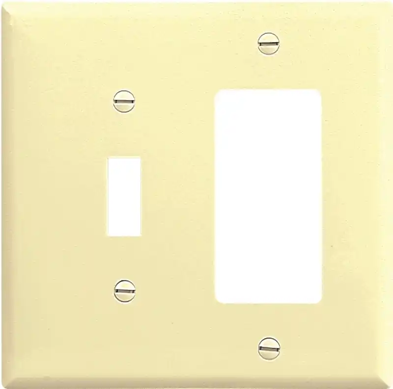 2153v-box 2-gang Toggle And Decorator Wall Plate, Ivory