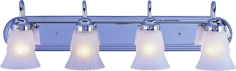 4-light Chrome Vanity Wall Fixture With Frosted Glass Shades