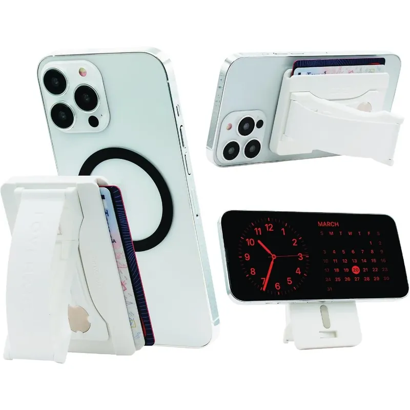 LoveHandle PRO MagSafe‑Compatible White Wallet With Kickstand & Grip