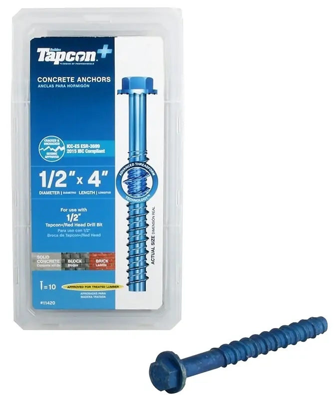 Tapcon 1/2 In. In. X 4 In. L Hex Drive Hex Washer Head High/Low Concrete Screws