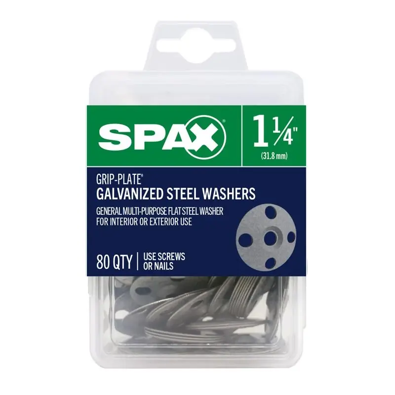 SPAX Grip-Plate Galvanized Steel 1-1/4 In. Flat Washer 80 Pk