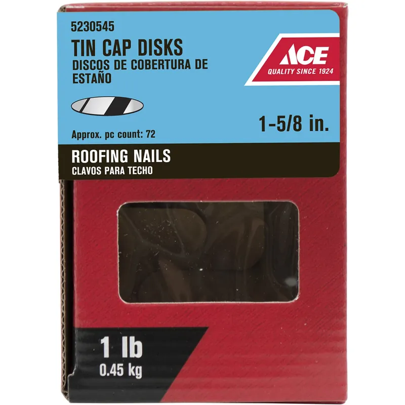 1-5/8 In. Roofing Plastic/steel Tin Cap Disks Flat Head 1 Lb For Roofing Applications